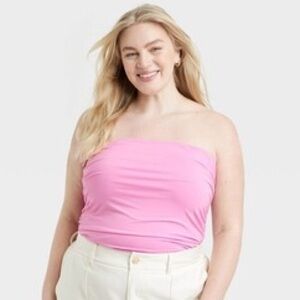 NWOT A New Day Slim Fit Rouched Sides Tube Top Bubble Gum Pink Size 3X